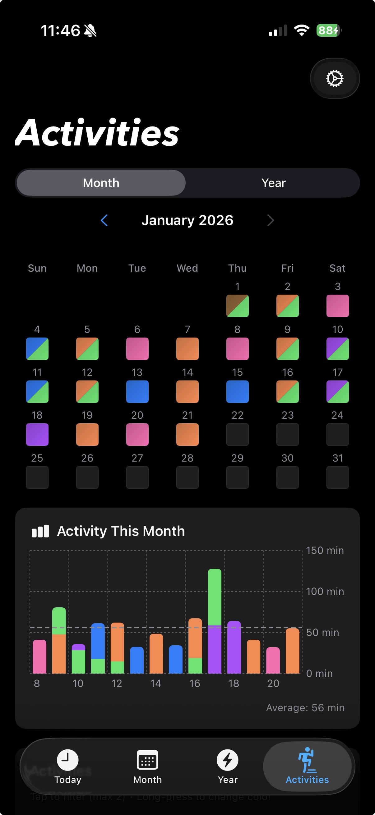 RunRev activities month view
