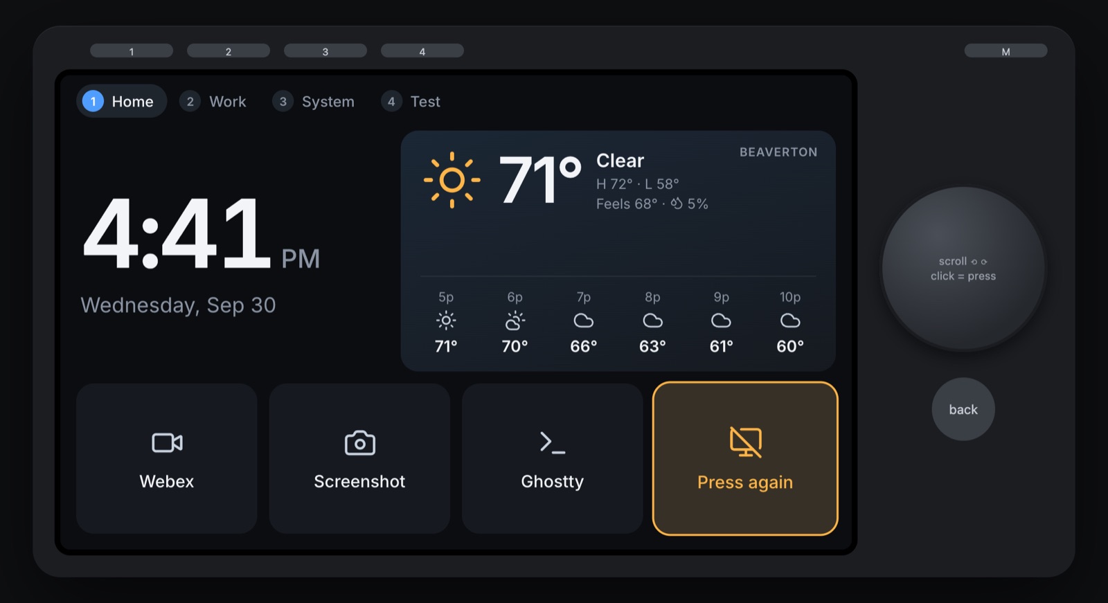 Sleep Displays tile asking to be pressed again to confirm