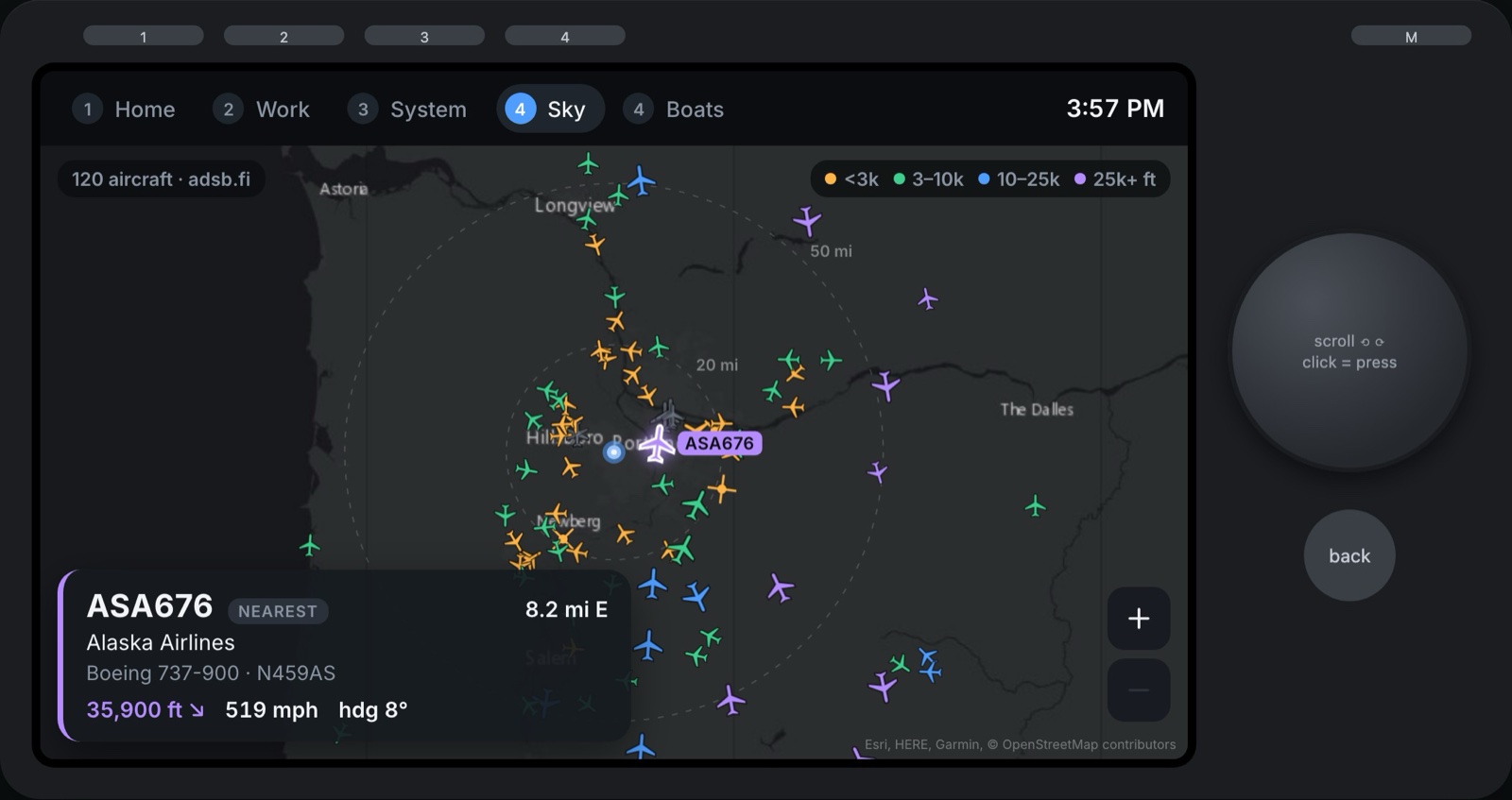 Sky zoomed out: 120 aircraft across northwest Oregon, from Longview to Salem