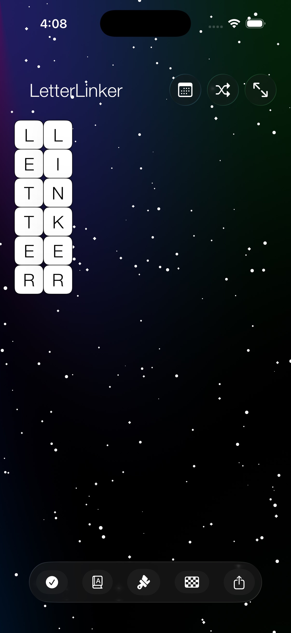 Letter Linker stars theme